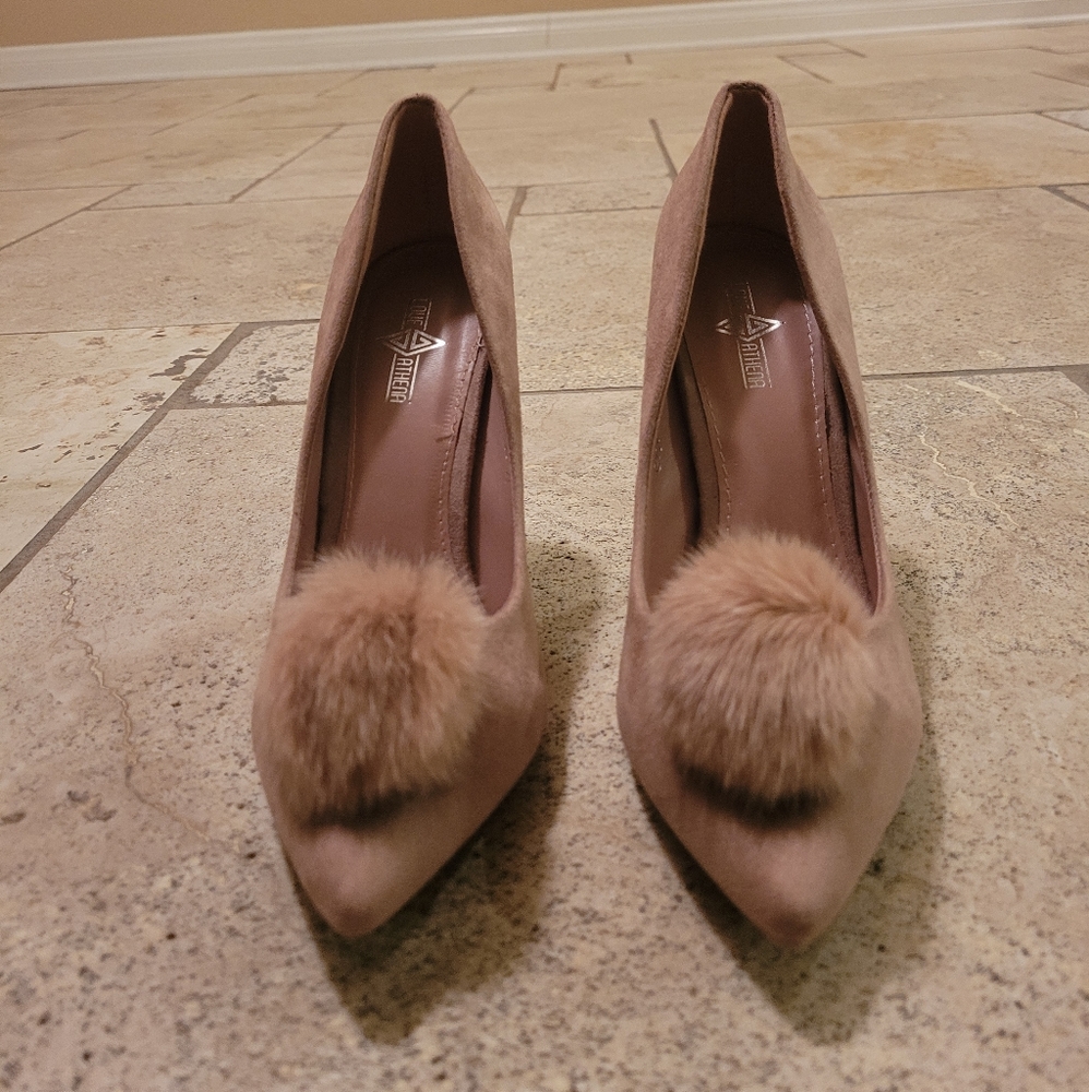 Love Athena Blush Pink Pom Pom Heels